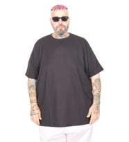 Mode XL Büyük Beden Waffle Basic T-shirt 20033 Siyah