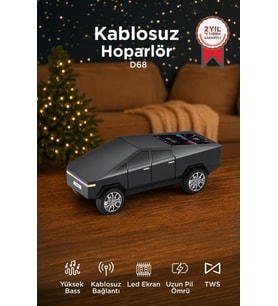 Torima Bluetooth Hoparlör Retro Araba CyberTruck Tasarımlı Rgb Işıklı TWS USB 15W Speaker D68 Siyah