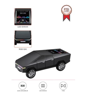 Torima D68 Siyah CyberTruck Araba Tasarımlı Bluetooth Hoparlör 15W Güçlü Ses RGB LED /TWS/USB