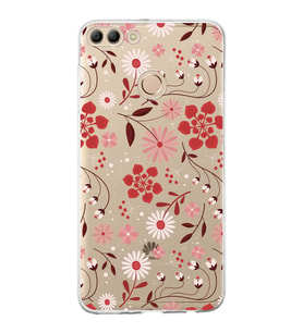 Huawei Y9 2018 Uyumlu Kapak Flowers Tasarımlı Şeffaf Silikon Kılıf