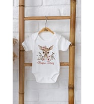Pia Baby Premium %100 Pamuk İsme Özel Organik Baskılı Çıtçıtlı Bebek Body Zıbın Modelleri 5034-16 (Ekru)