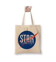 The Flash Star Labs Nasa Logo Beyaz Bez Çanta Uzun Saplı Alışveriş Çantası Plaj Çantası