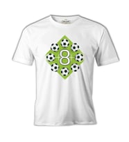 8 Years Old Birthday with Soccer Balls on the Field Beyaz Erkek Tshirt