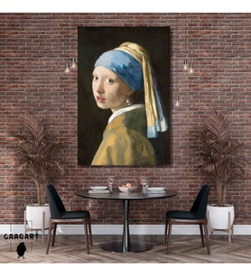 Tekli Dikey Kanvas Tablo Ünlü Eserler Johannes Vermeer-Girl With A Pearl Earring