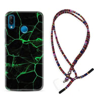 Huawei P20 Lite Mate 10 20 Lite Pro P40 Lite KılıfBoyun Asklı Rasta Silikon Yeşil Şerit Mermer 1320
