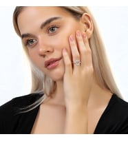 Beyaz Zirkon Taşlı Kalp Tasarım Silver Renk Free Size 925 Ayar Gümüş Kadın Yüzük