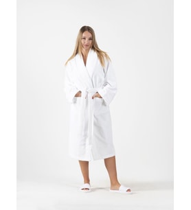 CottonVerse Şalyaka Bornoz – %100 Pamuk, Unisex Beyaz-L/XL