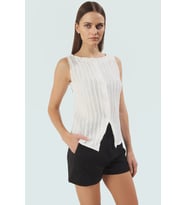 Polyester Elastan Gofre Örme Bluz Renk Kayık Yaka Günlük Casual Trend Tasarım Özel