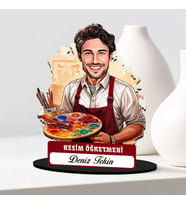En Başarılı Erkek Resim Öğretmenine Hediye Karikatürlü Biblo