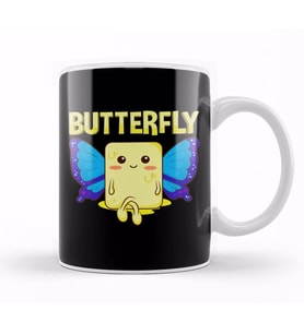 Cute Butterfly Stick Of Butter With Wings Pun Kupa Bardak Porselen