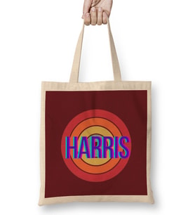Democrat Kamala Harris 2024 - Vintage Retro Rainbow Style Bez Çanta Uzun Saplı