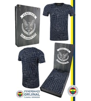 Fenerbahçe Orijinal Lisanslı Palamut LogoTribün T-Shirt Hediyelik Ahşap Kutulu (Mavi)
