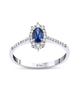 0.50 Karat Laboratuvar Pırlanta Safir Yüzük - HRD Sertifikalı