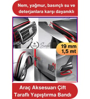 #AksesuarBandı Araç Aksesuarı Çift Taraflı Yapıştırma Bandı 19mm x 1.5 Metre Gri Oto Spoiler Anten Ç
