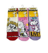 3'Lü PEANUTS Figürlü Tabanı Kaydırmaz Çocuk Havlu Çorap (Çok Renkli)