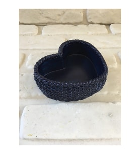 Dekoratif Örgü Desenli Kalp Beton Saksı Lacivert 10*14*4 Cm