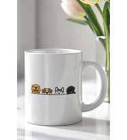 Sevimli Köpek Desenli 330ml Baskılı Beyaz Seramik Kupa Bardak