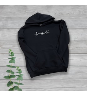 Coffee Göğüs Yazılı Unisex Oversize Siyah Sweatshirt