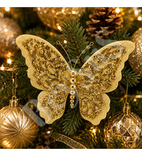 Yılbaşı Ağacı Süsü Gold Kelebek 20 cm