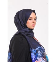 Çiçekli Desen Pavia Seri Şal Eşarp Askısı ile Birlikte 90X200 cm Lila Mor-90X200
