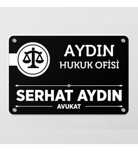 Avukatlara Özel Siyah Kapı Tabelası Büro Ofis Mini Giriş Tabelası Avukat Plaza Tabela