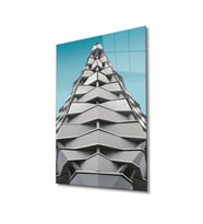 Miyrem Glasses Collection -A1^#  Geometrik Mimari Mavi Beyaz Cam Tablo, Cam Tablo (Çok Renkli)