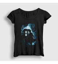 Presmono Kadın Siyah Time Tardis Doktor Dr Doctor Who T-Shirt 499392tt
