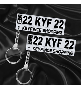 Keyf'ince Shopping Kişiye Özel Çift Yönlü Gümüş Aynalı Pleksi Plaka Anahtarlık Premium Tasarımlı Hediye Model-5