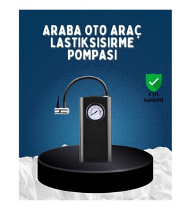 Mey İthalat® Elektrikli Hava Kompresörü Type-C USB Şarjlı Çok Fonksiyonlu Lastik Pompası