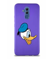 Huawei Mate 20 Lite Soft Premier Kapak Donald Duck-F Tasarımlı Silikon Kılıf - Mor (Şeffaf)
