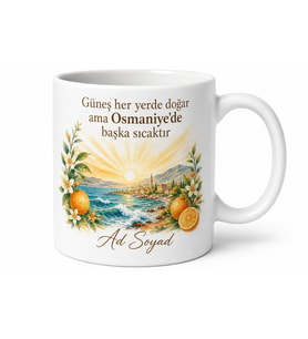 Osmaniye Akdeniz Sıcağı Baskılı Kupa Bardak Hediye Porselen Mug
