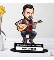 Bağlama Ustasına Hediye Kişiye Özel Karikatürlü Biblo