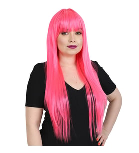 Uzun Kahküllü Fiber Sen Peruk / Neon Pembe
