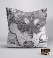 BK Gift Kişiye Özel Tam Boy Karakalem Köpek Karikatürlü Beyaz Yastık-1