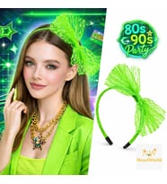80’ler 90’lar Neon Yeşil Dantel Taç Fiyonklu