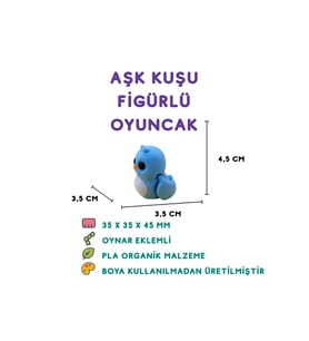 Mavi Aşk Kuşu - Aşk Temalı 3D Mini Figür