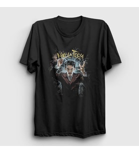Presmono Unisex Siyah Electricity Magician Nikola Tesla T-Shirt 332280tt