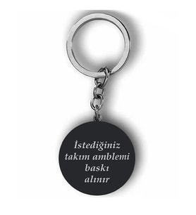 Kişiye Özel İsimli Çelik Anahtarlık Takım Amblemi Baskılı (Siyah)