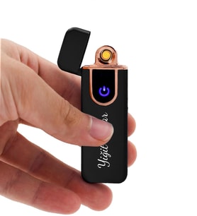 Kişiye Özel USB Şarjlı Dokunmatik Siyah Çakmak