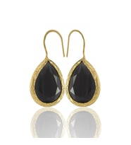 Kadir Jewellery 22 Ayar Altın Kaplama Damla Taşlı Küpe -El İşçiliği Ve Hipoalerjenik Küpe