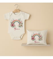 Pia Baby Premium %100 Pamuk İsme Özel Organik Baskılı Çıtçıtlı Bebek Body Ve Yastık Kılıfı 5054-19 (Ekru)