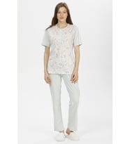 Pijadore 1206 Kadın Kısa Kol Çiçek Desen Pijama Takımı