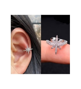 Silver Renk Kuzey Yıldızı Earcuff Kutup Yıldızı Sıkıştırma Kıkırdak Küpesi (Çok Renkli)