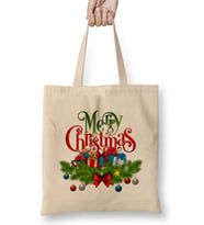Yılbaşı Yeni Yıl Konseptli Merry Christmas 01 Bez Çanta Uzun Saplı