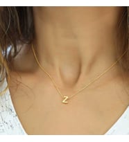 Gümüş 3 Boyutlu Z Harf Gold Bayan Kolye