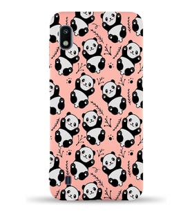 Samsung Galaxy A10 Uyumlu Lansman Kılıf Panda Tasarımlı İçi Kadife Kapak-Pembe (Şeffaf)