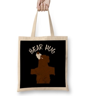 Adorable Bear Hug Animal Lover Bez Çanta Uzun Saplı