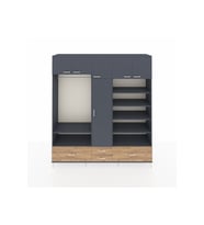 Hyperion Dolap 18 Raflı 4 Çekmeceli Tek Askılı 220x44x243 Antrasit-Antrasit/Çam