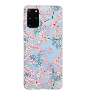 Samsung Galaxy S20 Plus Kapak Floral Kırmızı Tasarımlı Şeffaf Silikon Kılıf