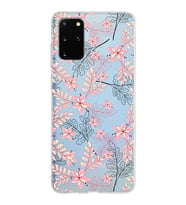 Samsung Galaxy S20 Plus Kapak Floral Kırmızı Tasarımlı Şeffaf Silikon Kılıf